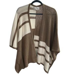 Brochu Walker Open Front Sweater Womens One Size Knit‎ Brown Cream Luxury